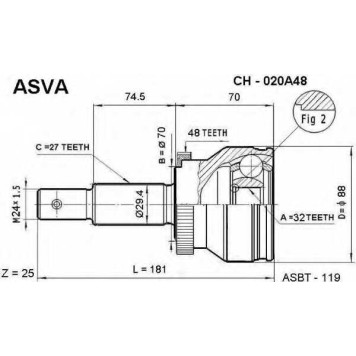 Шрус внешний <b>ASVA CH-020A48</b>