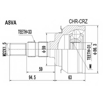 Шрус внешний | перед прав/лев | <b>ASVA CHR-CRZ</b>