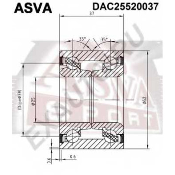Подшипник ступичный 12 <b>ASVA DAC25520037</b>