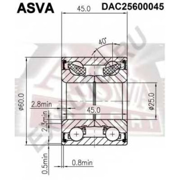 Подшипник ступичный 12 <b>ASVA DAC25600045</b>