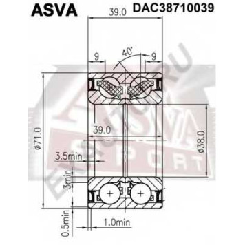 Подшипник ступичный передний 12 <b>ASVA DAC38710039</b>