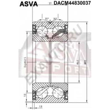 Снят с производства подшипник ступицы колеса (комплект) ABS <b>ASVA DACM44830037</b>