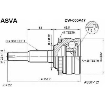 Шрус внешний <b>ASVA DW-005A47</b>