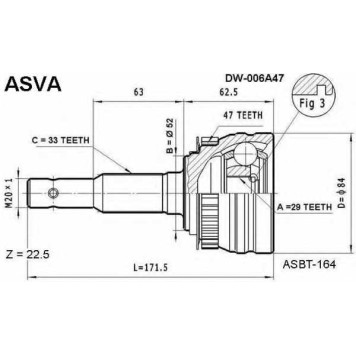 Шрус внешний <b>ASVA DW-006A47</b>