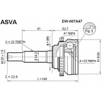 Шрус внешний <b>ASVA DW-007A47</b>
