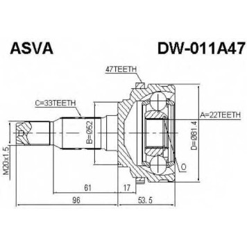 Шрус внешний <b>ASVA DW-011A47</b>