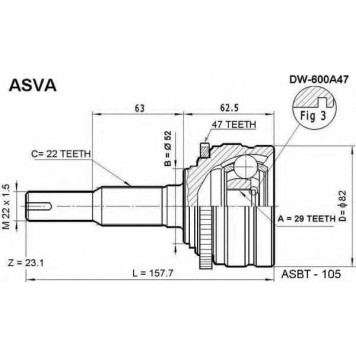 Шрус внешний <b>ASVA DW-600A47</b>