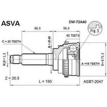 Шрус внешний <b>ASVA DW-72A40</b>
