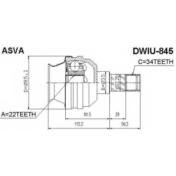 Шрус внутренний <b>ASVA DWIU-845</b>