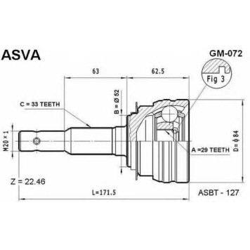 Шрус внешний <b>ASVA GM-072</b>
