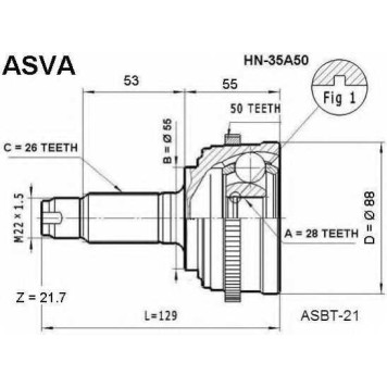 Шрус наружний 28x55x26 (HONDA CIVIC(EK3),LOGO GA3 HMM) , мин, остаток = 30,000 [12] <b>ASVA HN35A50</b>