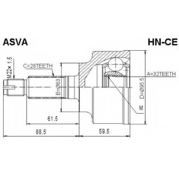 Шрус наружный 32x63x28 [12] <b>ASVA HNCE</b>