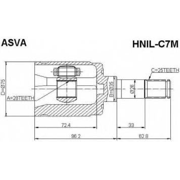 Шрус внутренний левый 28X35X25 <b>ASVA HNILC7M</b>