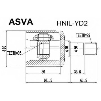 Шрус внутренний левый 35x40x29 (1021602214121201007224, китай) 12 <b>ASVA HNILYD2</b>