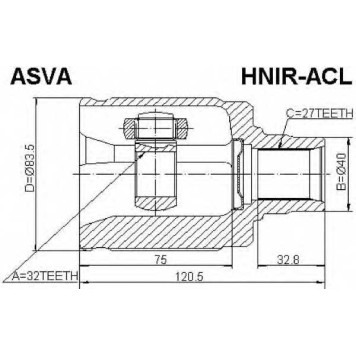 Шрус внутренний правый 32X40X25 [12] <b>ASVA HNIRACL</b>