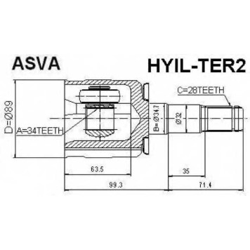 Шрус внутренний левый 34x34.7x28 <b>ASVA HYILTER2</b>