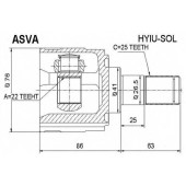 Шрус внутренний 25x41x22 [12] <b>ASVA HYIUSOL</b>