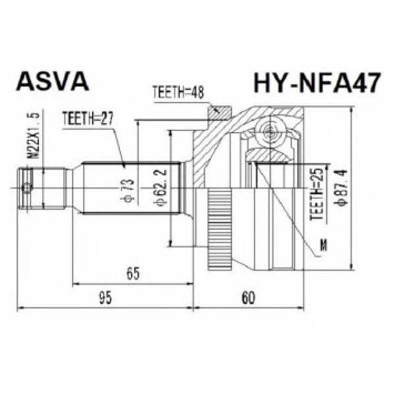 Шрус наружный 25x62x27 [12] <b>ASVA HYNFA47</b>
