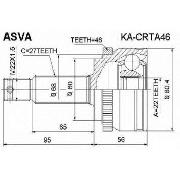 Шрус наружный 22x60x27 12 <b>ASVA KACRTA46</b>