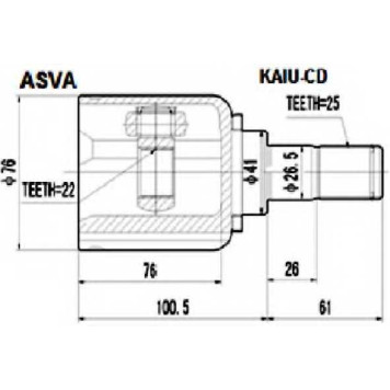 Шрус внутренний 22x41x25 <b>ASVA KAIUCD</b>