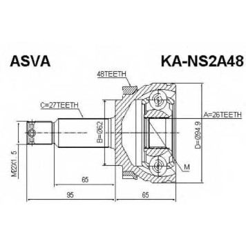 Шрус наружный 26x62x27 [12] <b>ASVA KANS2A48</b>