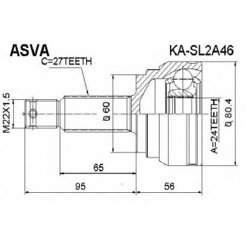 Шрус наружный 24x60x27 12 <b>ASVA KASL2A46</b>