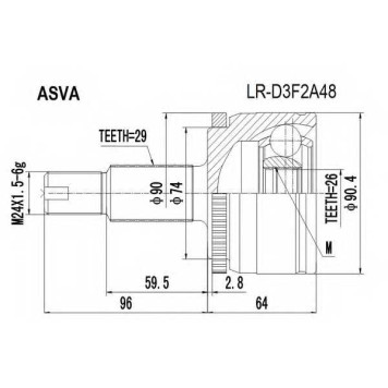 Шрус наружный 26x74x29 <b>ASVA LRD3F2A48</b>