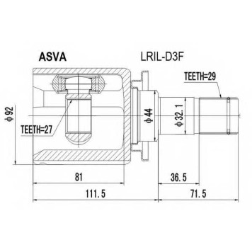Шрус внутренний левый 27x44x29 12 <b>ASVA LRILD3F</b>