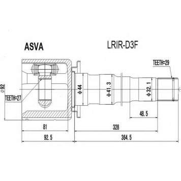 Шрус внутренний правый 27x44x29 12 <b>ASVA LRIRD3F</b>