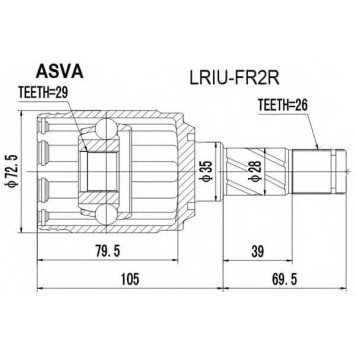 Шрус внутренний задний 29x35x26 12 <b>ASVA LRIUFR2R</b>