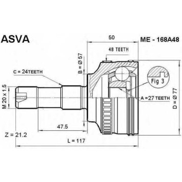 Шрус внешний <b>ASVA ME-168A48</b>