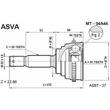 Шрус внешний <b>ASVA MT-04A44</b>