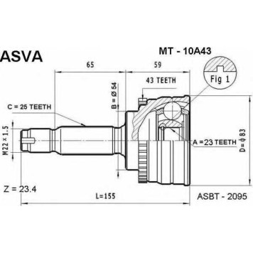 Шрус внешний <b>ASVA MT-10A43</b>