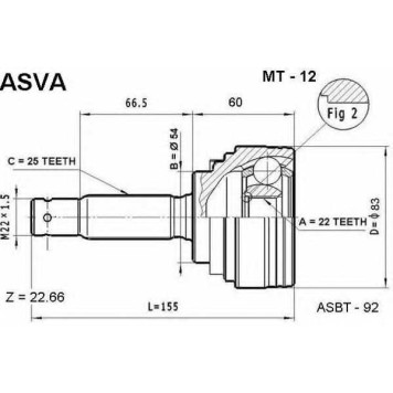 Шрус (гарантия 12 месяцев) 12 <b>ASVA MT12</b>