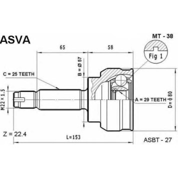 Шрус внешний <b>ASVA MT-38</b>