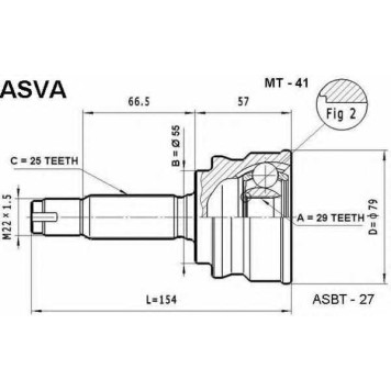 Шрус наружный 29x55x25 12 <b>ASVA MT41</b>