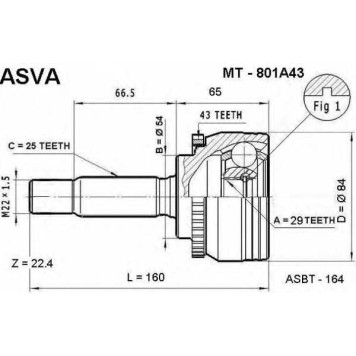 Шрус внешний <b>ASVA MT-801A43</b>