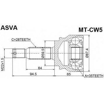 Шрус наружный 35X59,5X28 12 <b>ASVA MTCW5</b>