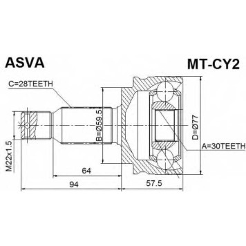 Шрус наружный 30X59,5X28 12 <b>ASVA MTCY2</b>
