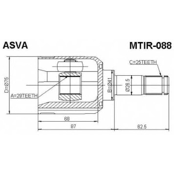Шрус внутренний правый 29X41X25 <b>ASVA MTIR088</b>