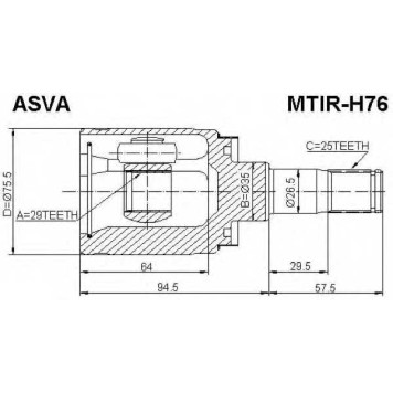 Шрус внутренный правый 29X35X25 12 <b>ASVA MTIRH76</b>