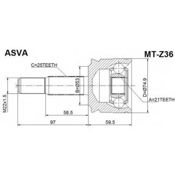Шрус внешний | перед прав/лев | <b>ASVA MT-Z36</b>