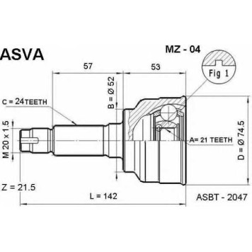 Шрус (гарантия 12 месяцев) [12] <b>ASVA MZ04</b>