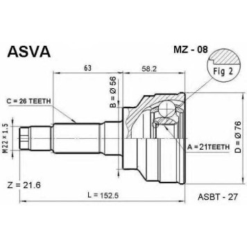 Шрус внешний <b>ASVA MZ-08</b>