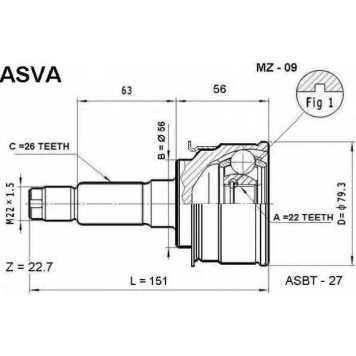 Шрус внешний <b>ASVA MZ-09</b>