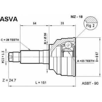 Шрус внешний <b>ASVA MZ-18</b>