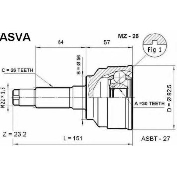 Снят с производства шрус внешний <b>ASVA MZ-26</b>
