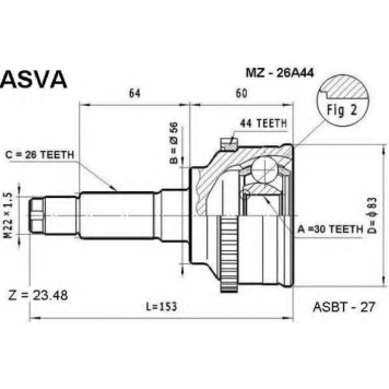 Снят с производства шрус внешний <b>ASVA MZ-26A44</b>
