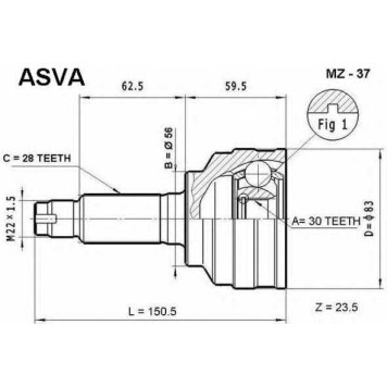 Шрус внешний <b>ASVA MZ-37</b>