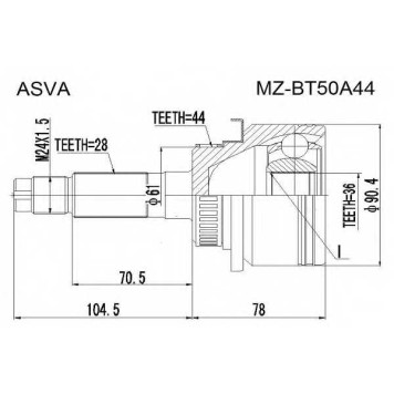 Шрус наружный 36x61x28 <b>ASVA MZBT50A44</b>